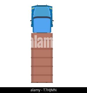 Truck top view traffic transportation vector icon. Cargo lorry above delivery trailer. Shipping commercial diesel logistic Stock Vector