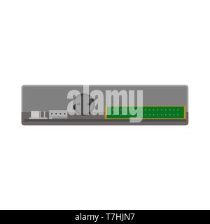 Floppy unit drive disk data vector icon flat. Retro computer hardware technology. Office old diskette element Stock Vector