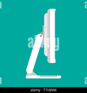 Monitor side view screen computer equipment vector icon. Electronic communication technology work office PC. Stock Vector