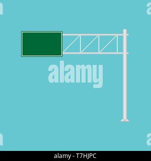 Freeway road sign green direction way vector icon. Urban vehicle information route interstate shield. Roadside panel notice Stock Vector