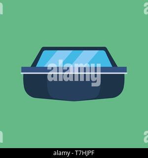 Fishing boat front view vector icon transportation. Cargo coast symbol industrial maritime sailing vessel river Stock Vector
