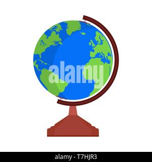 Globe Earth map world vector icon sign. Global travel planet sphere shape. Flat education symbol atlas simple Stock Vector