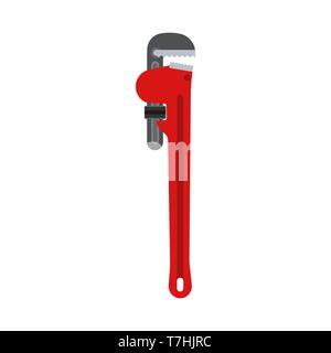 Monkey wrench metal adjustable work equipment vector icon. Pipe plumber spanner tool. Repair handyman instrument Stock Vector