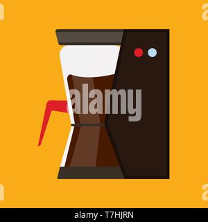 Coffee maker black equipment appliance automatic machine. Vector icon cafeteria flat grinder bean Stock Vector