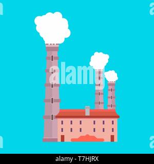 Factory industry production vector icon environment. Pollution smoke architecture refinery. Building manufacturing Stock Vector