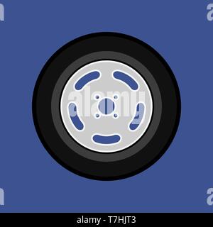 Car wheel sign tire transportation driver machine equipment. Vector auto engine part vehicle. Rubber black rim disc Stock Vector