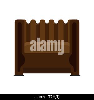Armchair front view vector illustration interior furniture. Isolated rliving room cartoon icon. Flat indoor simple sit Stock Vector