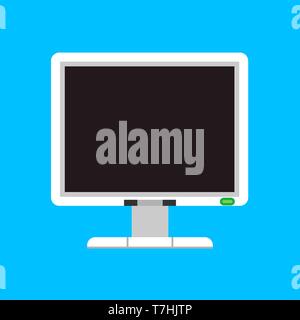 Monitor screen computer vector icon. Display electronic flat device equipment. Office business PC front view Stock Vector