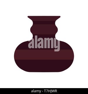 Urn vector icon illustration isolated white. Decorative pottery vase. Ceramic cartoon flat amphora shape. Vintage clay Stock Vector