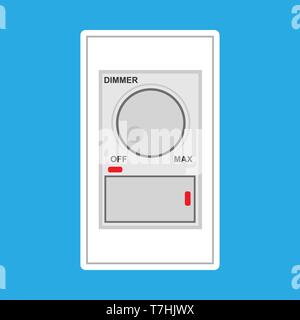 Switch dimmer light electric vector icon. Wall control energy power button white. Home device round regulation bright Stock Vector
