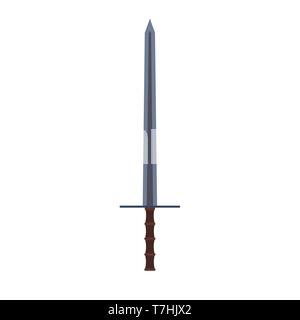 Sword vector illustration weapon vector icon. Ancient sharp blade symbol. War silhouette fantasy flat sign hilt handle Stock Vector