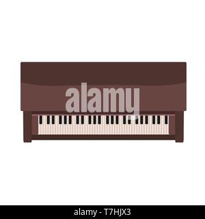 Brown piano top view vector icon. Music key classic instrument. Retro equipment cartoon entertainment sign Stock Vector