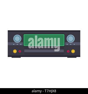 DVD player electronic illustration vector icon. Digital disc black equipment cinema and music. Video record control flat Stock Vector