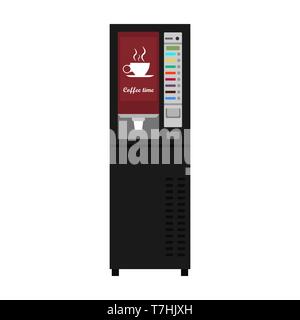 Vending machine coffee vector icon business drink. Buy food automatic dispenser beverage. Public service sell snack Stock Vector