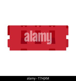 Construction barricade vector red icon sign. Barrier warning safery symbol. Danger traffic road zone. Highway border stop Stock Vector