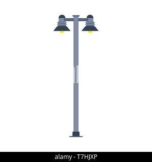 Street light vector icon design isolated white. Lamp lantern city silhouette urban. Classic vintage outdoor flat post Stock Vector