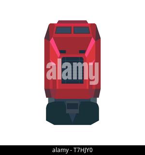 Railway train transportation vector icon front view. Travel locomotive railroad subway vehicle. Flat passenger urban public traffic Stock Vector