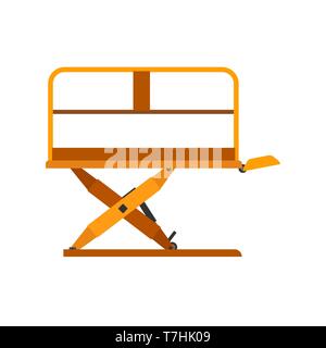 Scissor lift construction equipment engineering crane vector icon. Elevator industrial hydraulic platform machine aerial Stock Vector