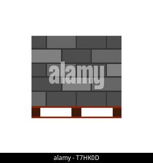 Concrete block brick vector icon construction material. Cement building architecture wall. Stone industry masonry brickwork Stock Vector