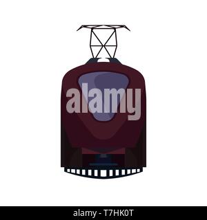 Electric train front view vector icon. Railway travel transport platform track. Wagon urban passenger subway intercity express Stock Vector