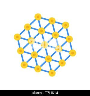 Atom grid vector icon abstract technology connection structure. Science network line dot chemistry cell element. Stock Vector