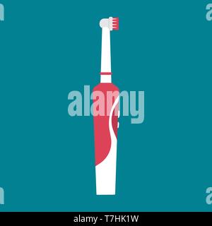 Electric toothbrush dental care hygiene equipment vector icon. Clean tooth mouth toiletries. Professional wash device Stock Vector