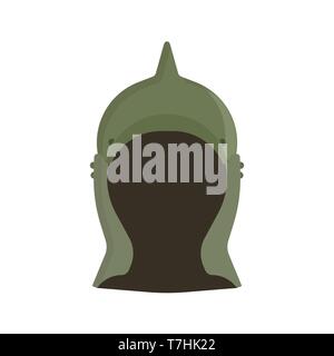 War helmet vector icon armor design. Military army protection head ancient. Steel warrior equipment medieval mask guard Stock Vector