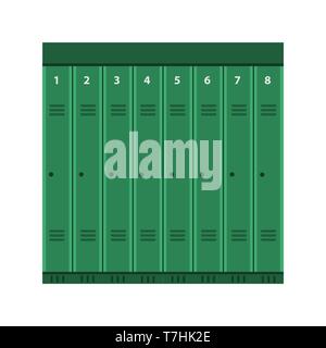 Industrial locker vector metal door box icon. Steel security element storage set. Wall group cabinet key floor Stock Vector