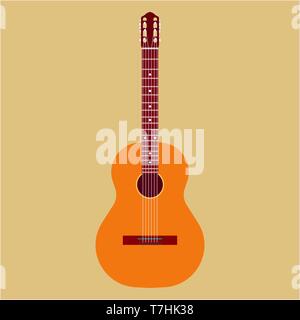 Acoustic guitar vector illustration icon. Music art classic instrument jazz. Isolated retro wood equipment club cartoon Stock Vector