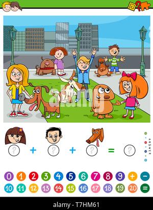 counting dogs educational game for kids coloring book page Stock Vector ...