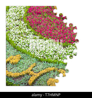 Flowerbed finely cured - concept image in puzzle shape Stock Photo