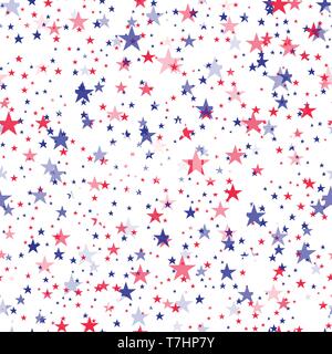 Patriotic American Vector Seamless Pattern with Red and Blue Stars on ...