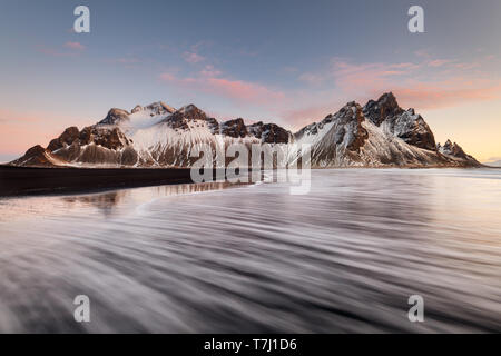 Famous Vestrahorn in the first light of the day. Stock Photo