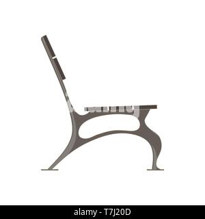 Vector bench flat icon isolated. Street wooden city design illustration side view. Stock Vector