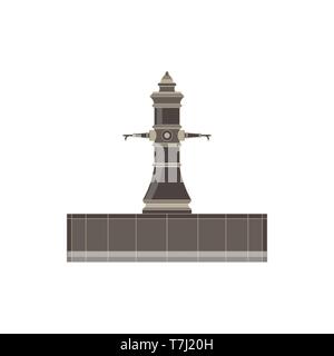 Vintage flat icon tiered fountain isolated on white background. Decor element for design landscape of square or park. Vector cartoon close-up illustra Stock Vector