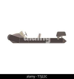 Vector inflatable boat flat icon top view isolated. Vessel design motor illustration. Stock Vector
