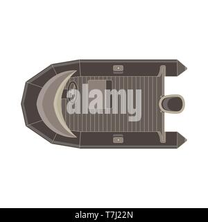 Vector inflatable boat flat icon top view isolated. Vessel design motor illustration. Stock Vector