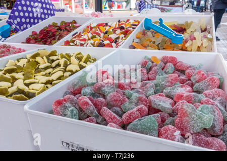 Pick and Mix sweets on a market stall are a sweet but unhealthy treat Stock Photo