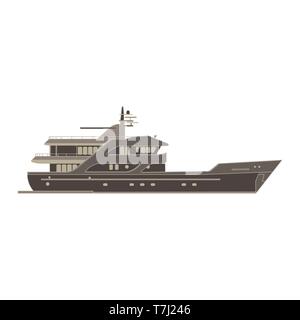 Vector cargo ship icon flat isolated. Vessel container side view illustration. Stock Vector