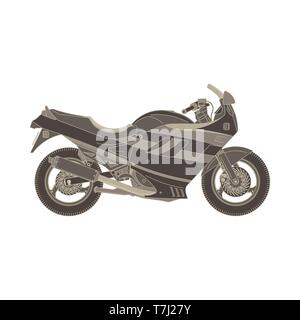 Vector sport motorbike icon side view isolated. Extreme vehicle illustration side view flat style. Action active design bicycle bike, biking black cyc Stock Vector