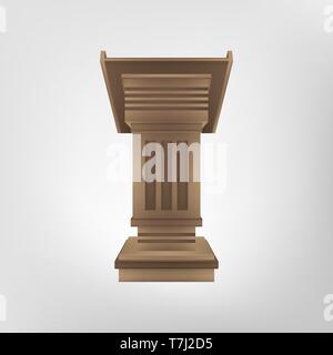 Podium tribune rostrum vector microphone speaker conference isolated illustration speech stage realistic icon Stock Vector
