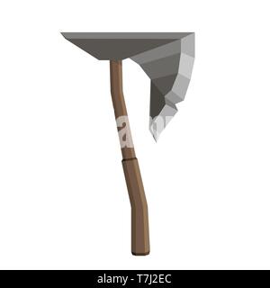 Axe vector illustration isolated icon blade wooden tool danger design element flat hand vintage retro Stock Vector