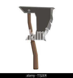 Axe vector illustration isolated icon blade wooden tool danger design element flat hand vintage retro Stock Vector
