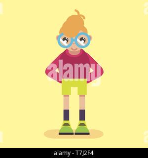 Geek logo nerd vector glasses illustration icon man character smart design boy. Stock Vector