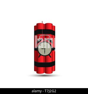 Bomb vector dynamite time red illustration background. Detonator danger tnt clock timer power. Stock Vector