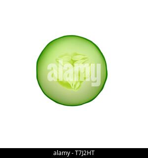 Cucumber vector isolated slice fresh icon illustration food green vegetable organic natural realistic nature circle Stock Vector