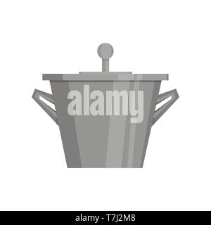 Boiling water in pan. Black cooking pot . Flat graphics design elements. Vector illustration Stock Vector