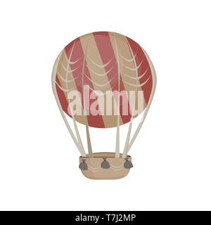 Hot air balloon in the sky icon. Flat cartoon design. Vector illustration cloud isolated Stock Vector