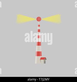 Vector cartoon flat lighthouses. Searchlight tower for maritime guidance navigational Stock Vector