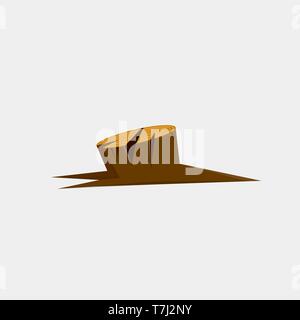 Stump tree vector wood illustration wooden isolated flat icon brown forest design Stock Vector